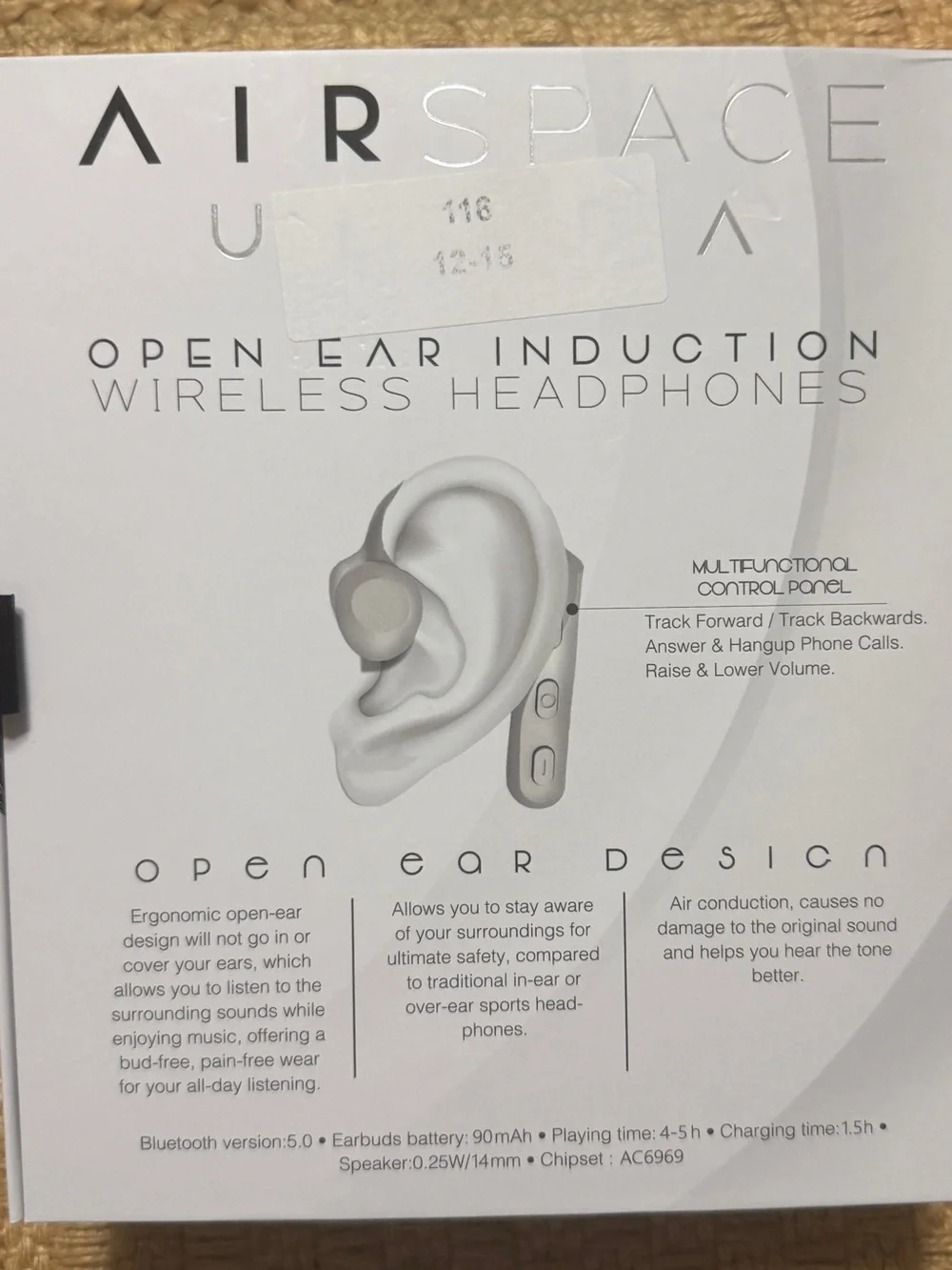Tech Theory AirSpace Ultra Open Ear Wireless Bluetooth Headphones - White